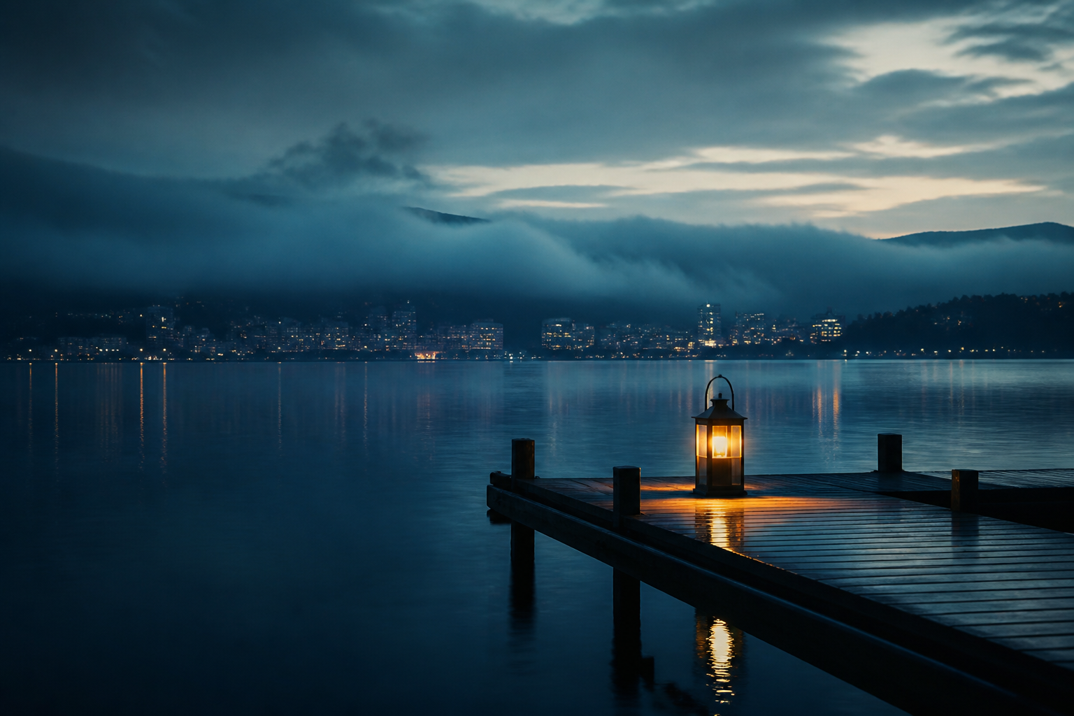 Calm harbor waters at dawn